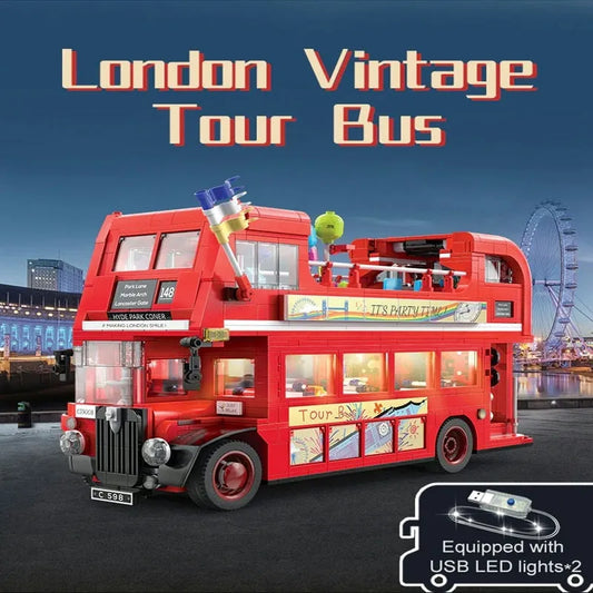 MOC Double Deck London City Tour Bus Bricks Toy C59008