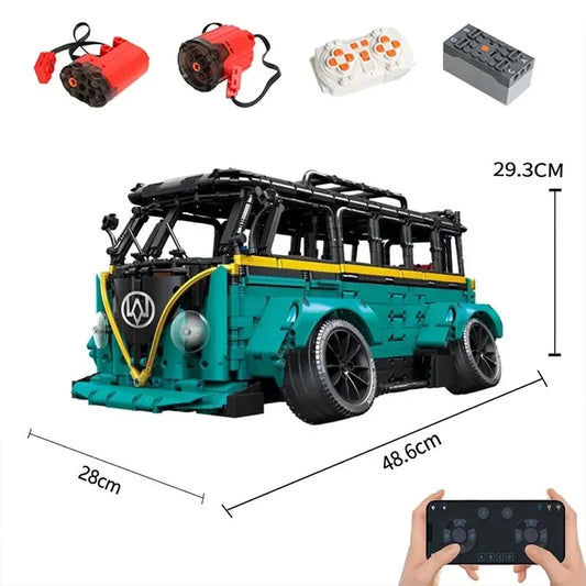 MOC C021 Tech T2 Low Pitched RC Camper Bus Van Bricks Toys