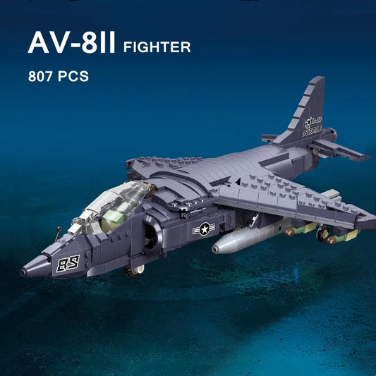 MOC Military WW2 AV-8II Harrier Attack Aircraft Plane Bricks Toys
