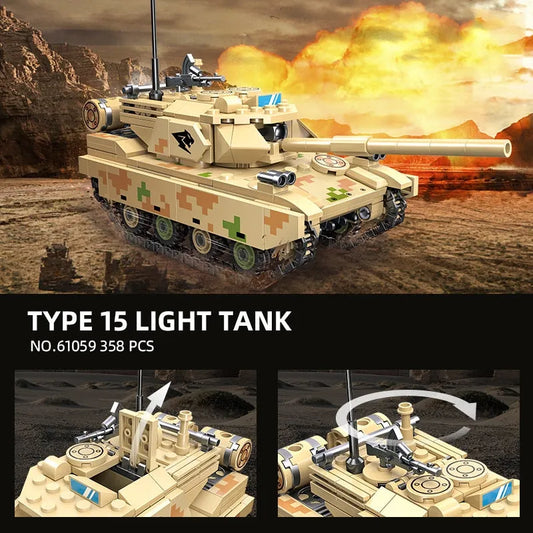 MOC Military WW2 Type 15 Light Tank Bricks Toy 61059