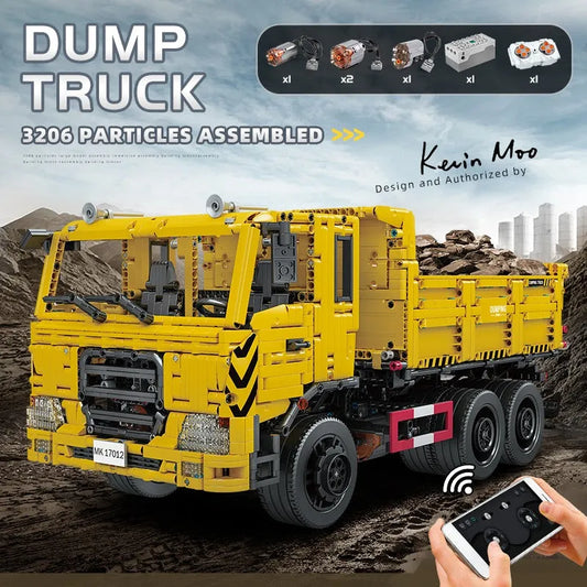 MOC APP RC Tech Three Way Dump Truck Bricks Toys 17012