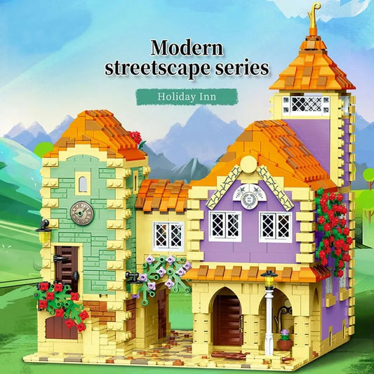 MOC Creator Street Expert City Holiday Hotel Bricks Toy