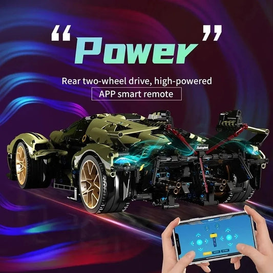 MOC Tech APP RC Lambo V12 Vision GT Racing Car Bricks Toy