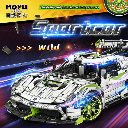 Tech MOC Asphalt Drag Racing Sports Car Bricks Toy 88023