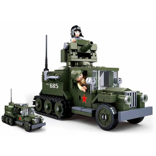 Military WW2 Soviet GAZ Half Track Car Truck Bricks Toy