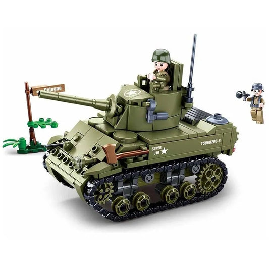 MOC Military WW2 US Army M5 Stuart Tank Bricks Toys
