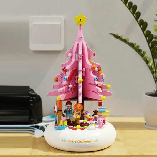 MOC Creative Idea Christmas Tree Music Box Light Bricks Toy